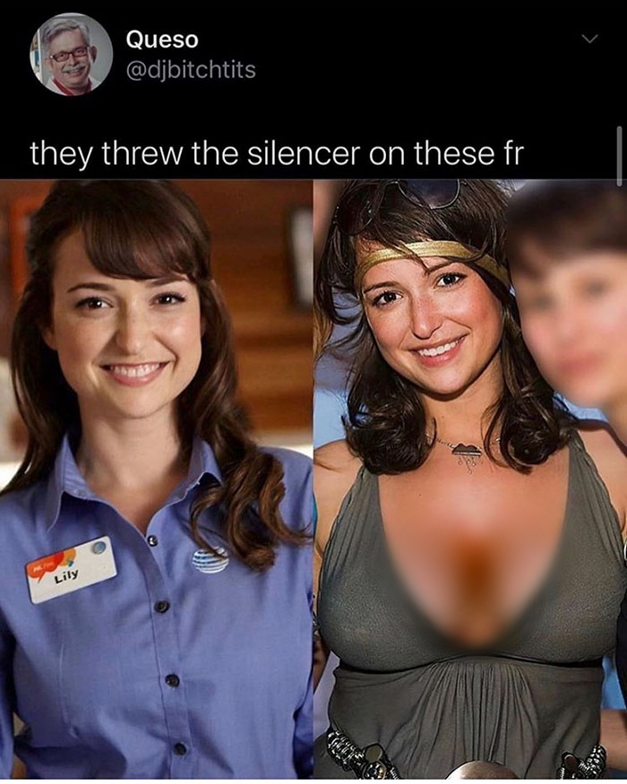 milana vayntrub - Queso they threw the silencer on these fr Lily