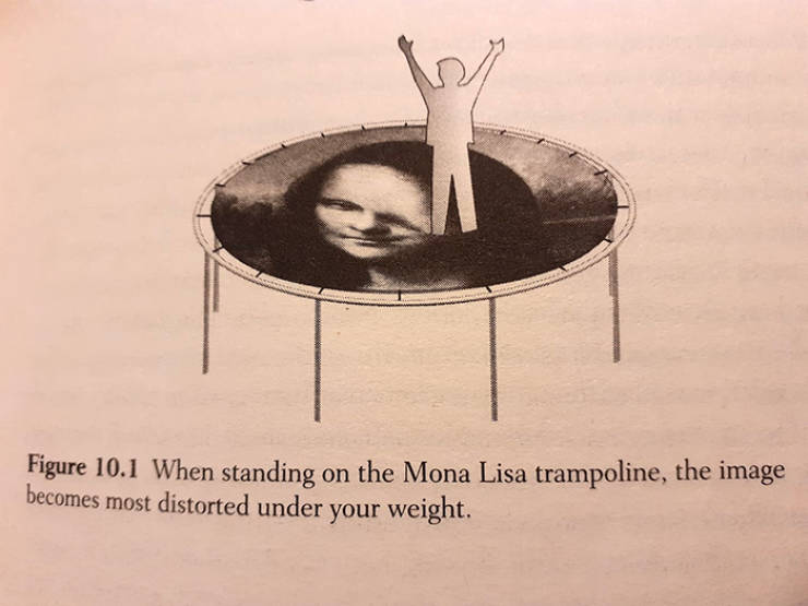 table - Figure 10.1 When standing on the Mona Lisa trampoline, the image becomes most distorted under your weight.