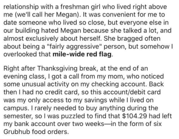 romance fanfiction - relationship with a freshman girl who lived right above me we'll call her Megan. It was convenient for me to date someone who lived so close, but everyone else in our building hated Megan because she talked a lot, and almost exclusive