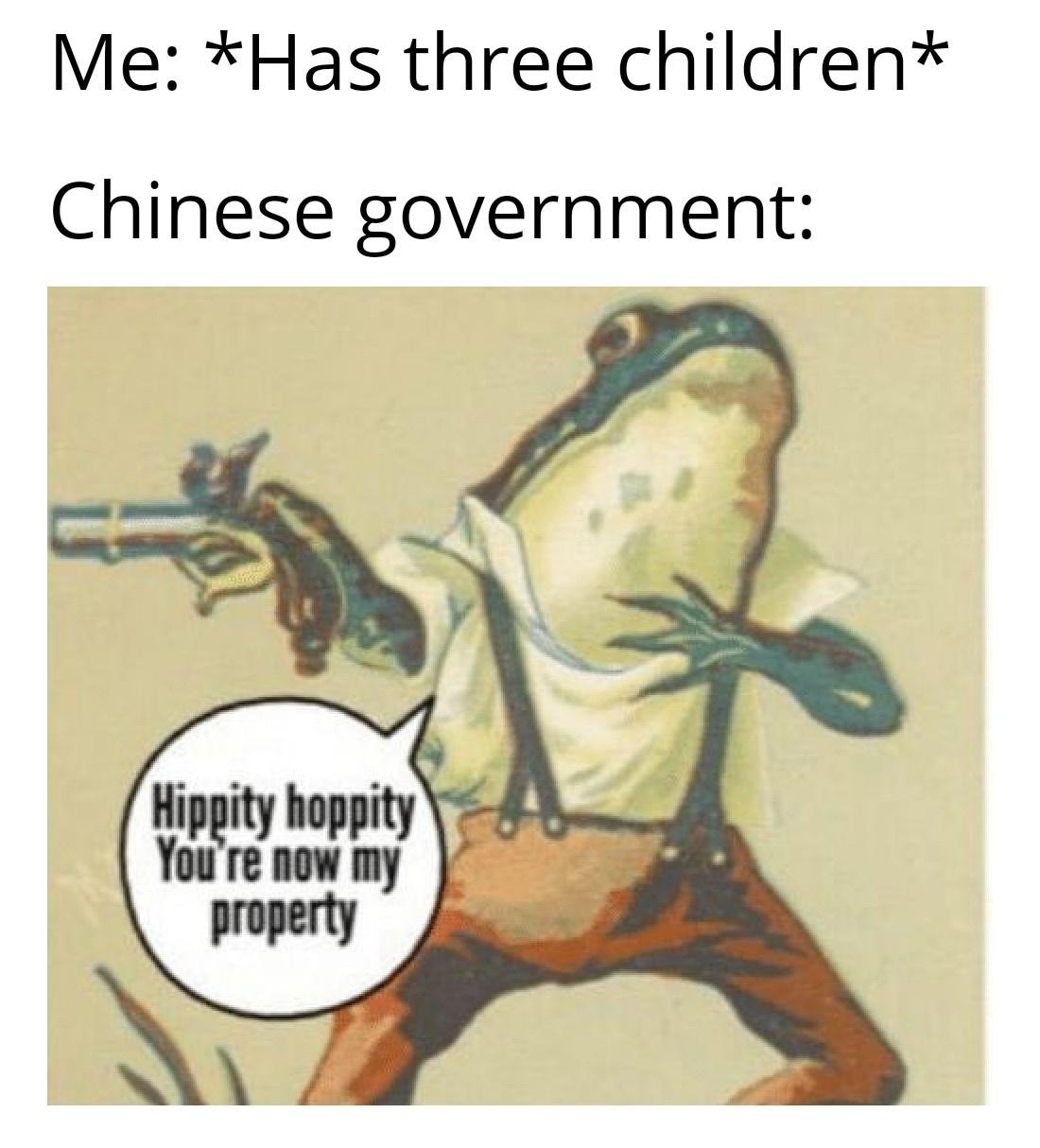 hippity hoppity you are now my property - Me Has three children Chinese government Hippity hoppity You're now my property