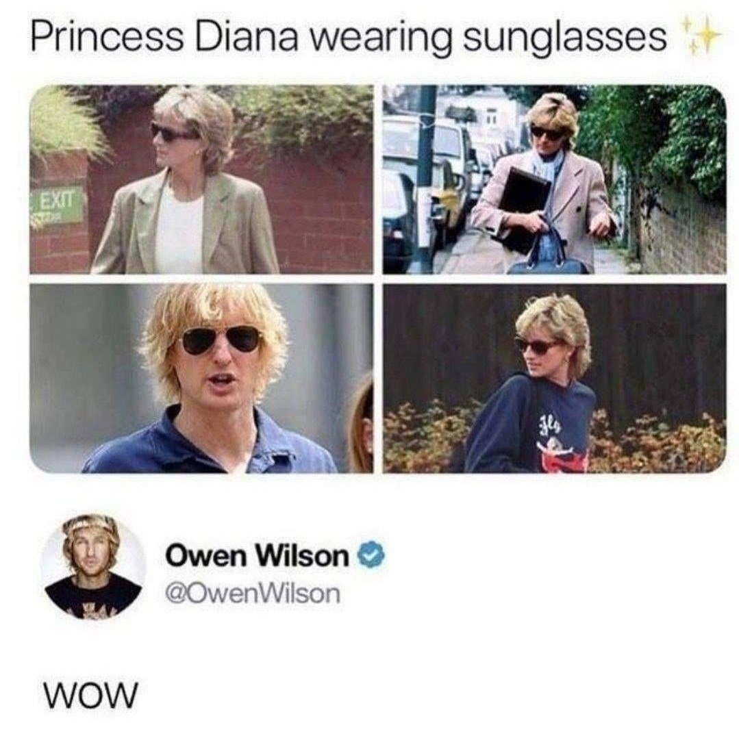 Princess Diana wearing sunglasses - Owen Wilson Wow