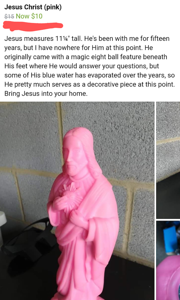 jesus christ pink statue - craigslist