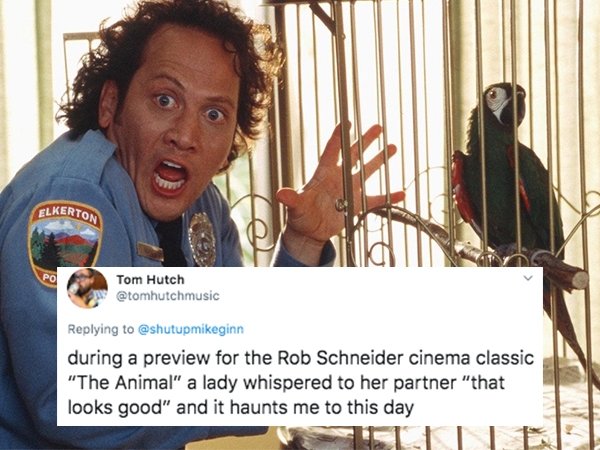 rob schneider animal cast - Elkerton Po Tom Hutch during a preview for the Rob Schneider cinema classic "The Animal" a lady whispered to her partner "that looks good" and it haunts me to this day