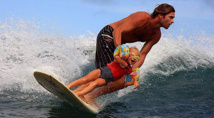 tandem surfing with kids