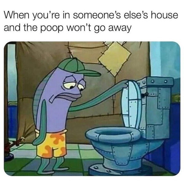 oh thats real nice - When you're in someone's else's house and the poop won't go away