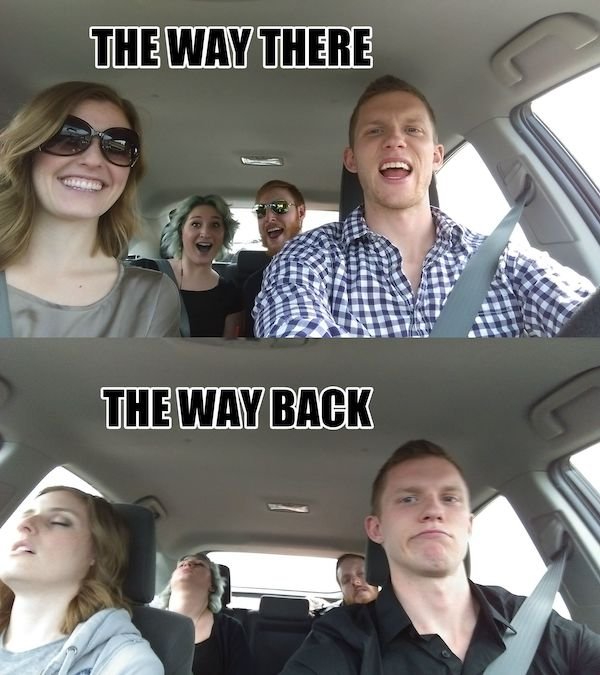 road trip funny meme - The Way There The Way Back