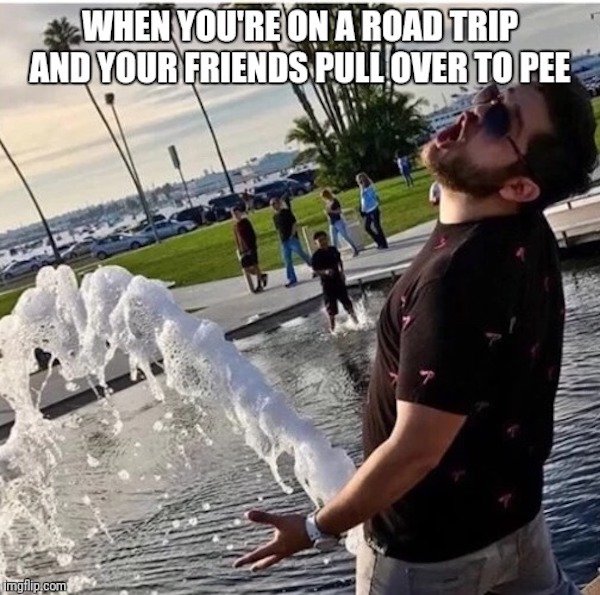 road trip funny meme - When You'Re On A Road Trip And Your Friends Pullover To Pee Imgflip.com