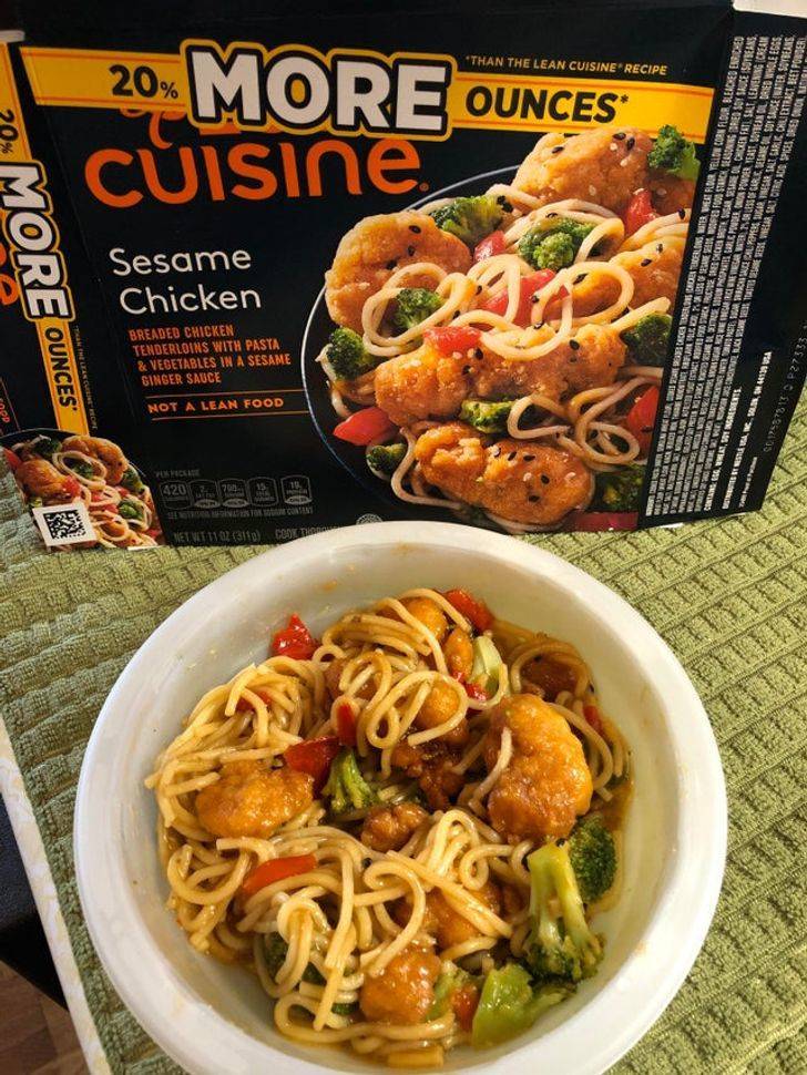 lo mein - Than The Lean Cuisine Recipe 20 More Ounces 20 om Iso Sanealed Whole Free Saralen Cuisine More Ounces Sesame Chicken Breaded Chicken Tenderloins With Pasta & Vegetables In A Sesame Ginger Sauce Not A Lean Food Nett 112 3118 Cayet