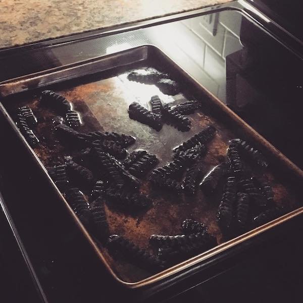 wife burnt french fries in the oven