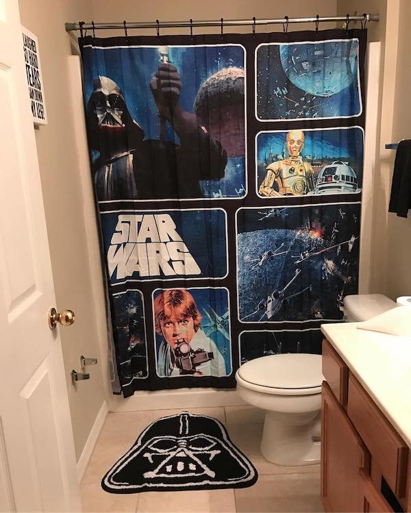 boyfriend gets star wars shower curtain