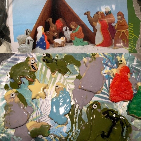 nativity scene cookies expectation versus reality