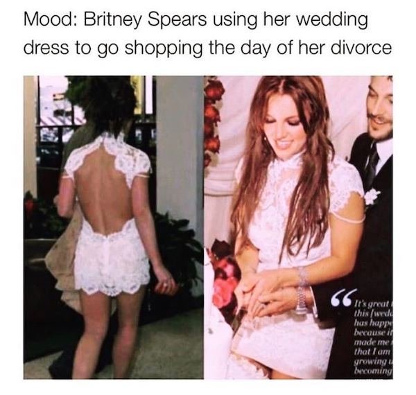 shoulder - Mood Britney Spears using her wedding dress to go shopping the day of her divorce 661's great It's great thiswede has happy because made mei that I am growing becoming
