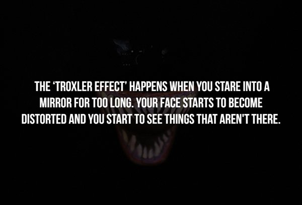 convenience store - The 'Troxler Effect' Happens When You Stare Into A Mirror For Too Long. Your Face Starts To Become Distorted And You Start To See Things That Aren'T There.