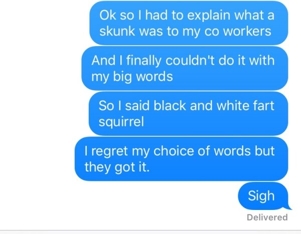online advertising - Ok so I had to explain what a skunk was to my co workers And I finally couldn't do it with my big words So I said black and white fart squirrel I regret my choice of words but they got it. Sigh Delivered