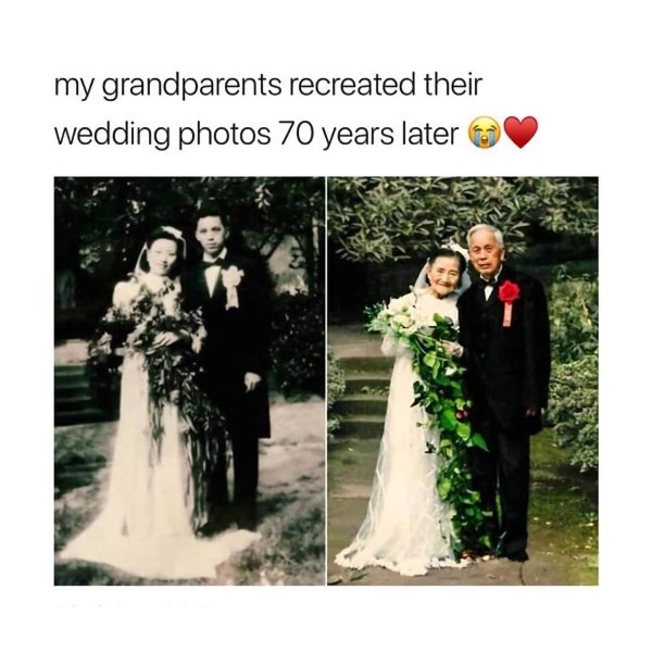 my grandparents recreated their wedding photos 70 years later