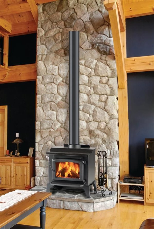 stone surround wood stove