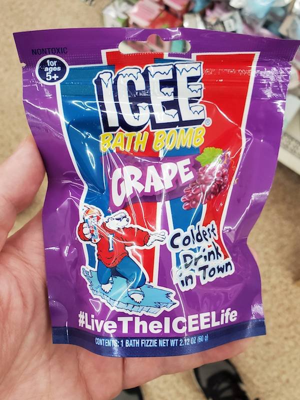 snack - ThelCEELife Contents 1 Bath Fizzie Net Wt 2 12 02 Bu ol Nontoxic for ages 5 Icee Rath Bomb Crape Coldest Fo in Town