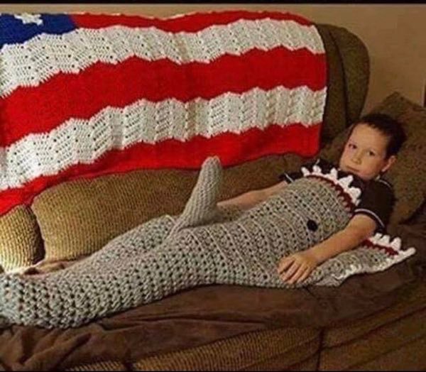 grandma crochet shark blanket