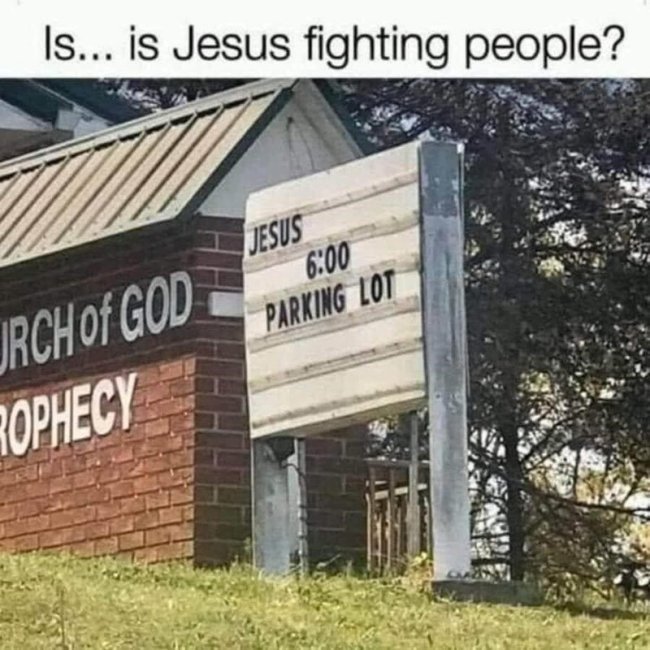 jesus parking lot - Is... is Jesus fighting people?