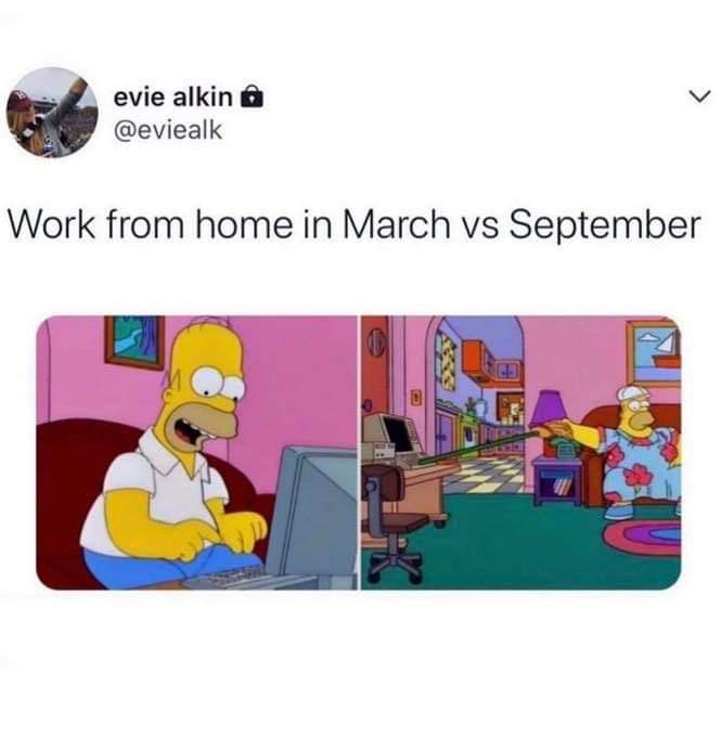 cartoon - evie alkin Work from home in March vs September