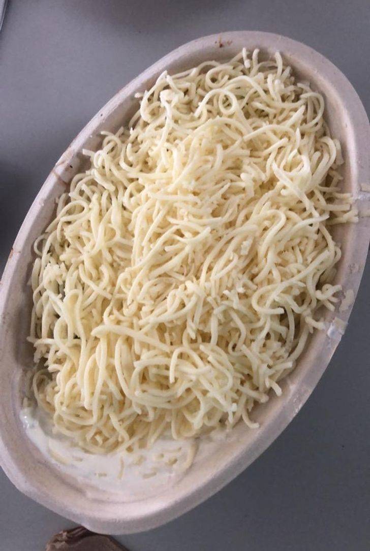 cheese at chipotle that looks like spaghetti
