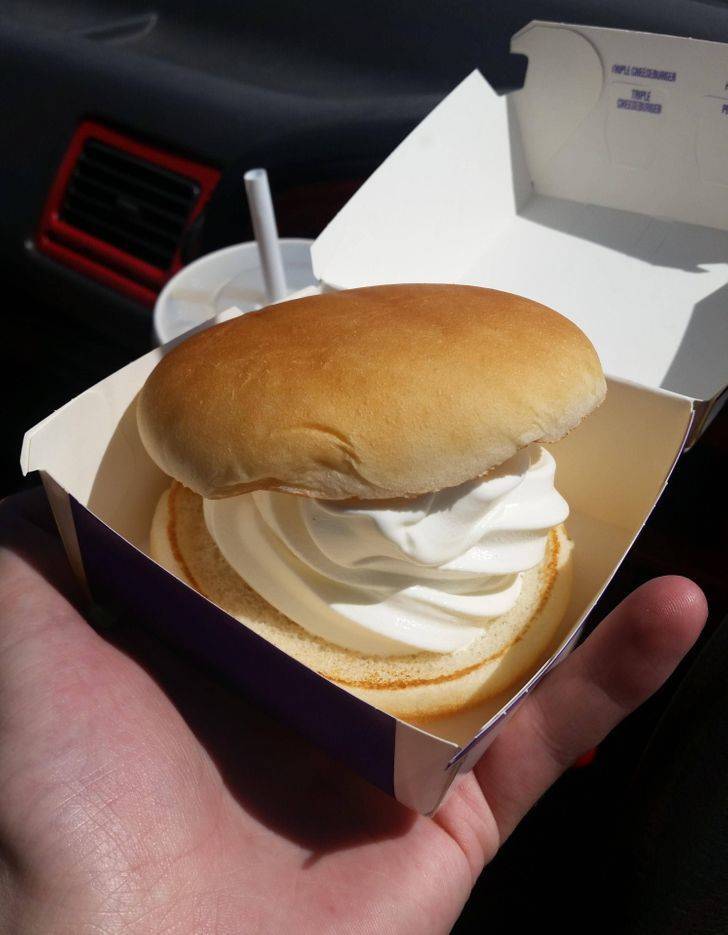 ice cream on a mcdonald's hamburger bun