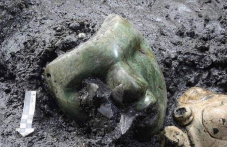 2000 year old green serpentine mask