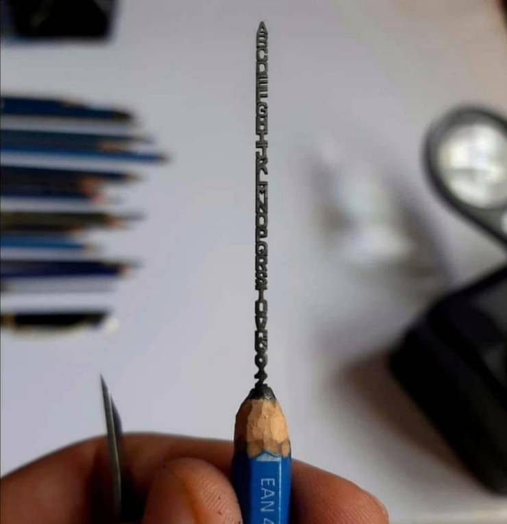 carving the entire alphabet in pencil lead - Ean 4