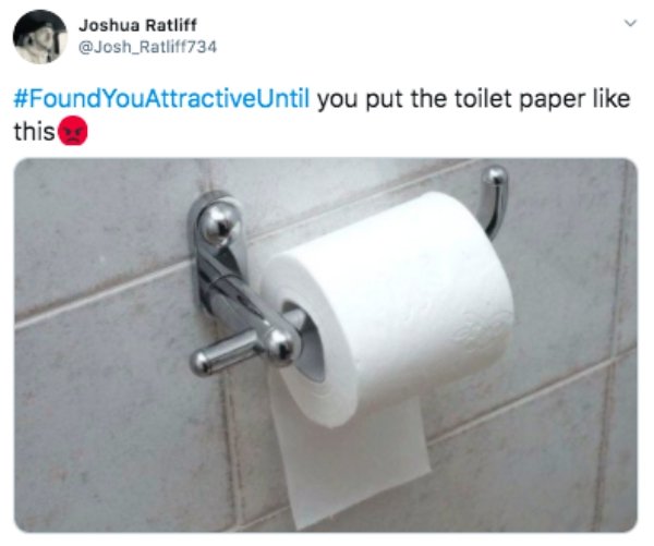 I found you attractive until you put the toilet paper like this