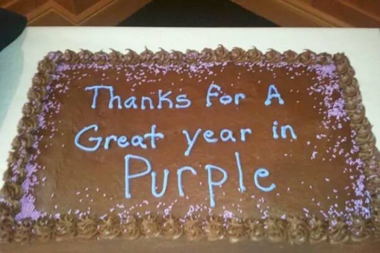 cake order fail - Thanks For A Great year in Purple