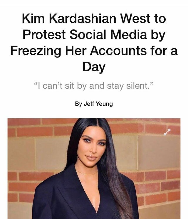 Kim Kardashian West to Protest Social Media by Freezing Her Accounts for a Day