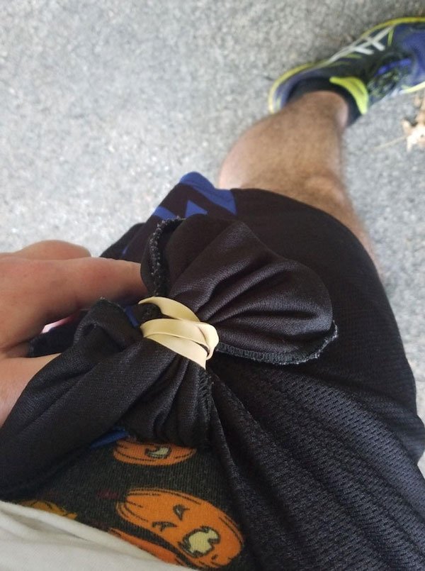 Put a rubber band around the inside of the pockets of your shorts and never worry about your phone or keys on a run