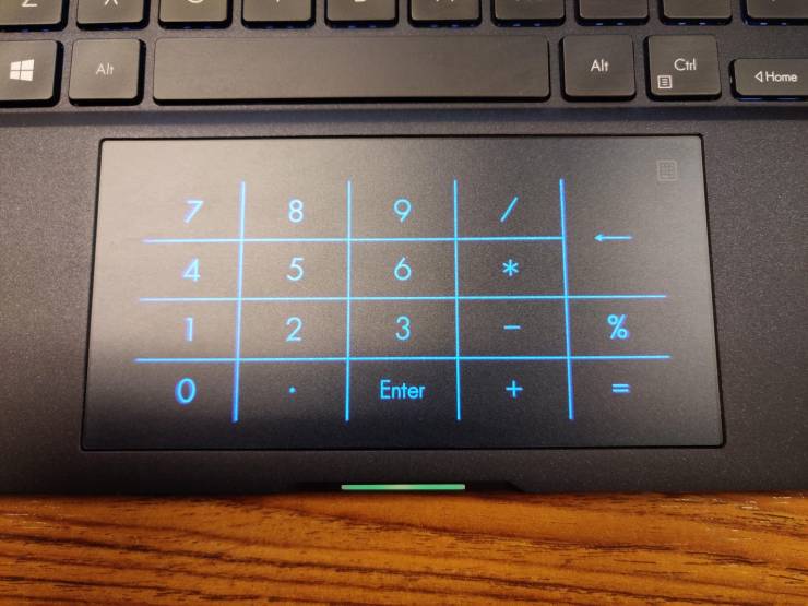 “This laptop has a lit-up number pad built into the touch pad.”