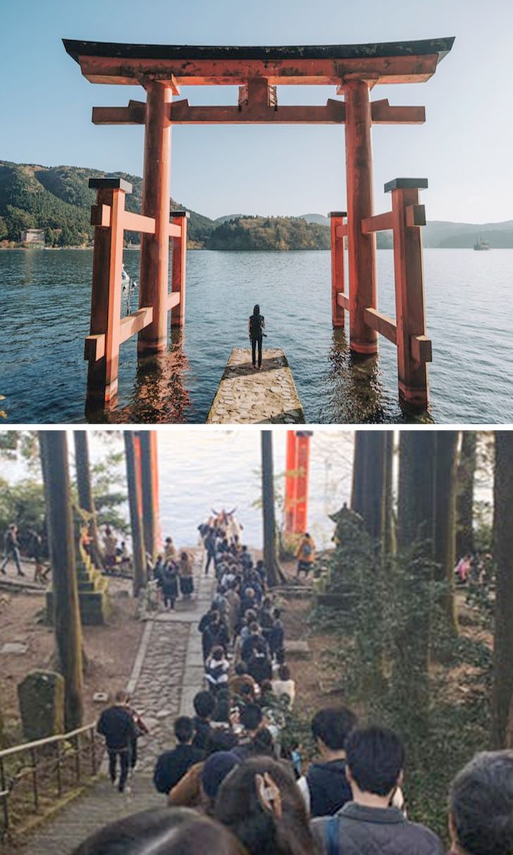 Visiting tourist attractions in Japan, Instagram vs reality.