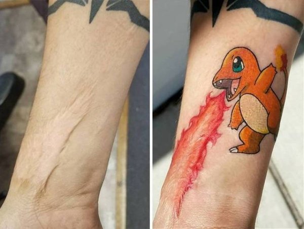 scar tattoo cover up charmander