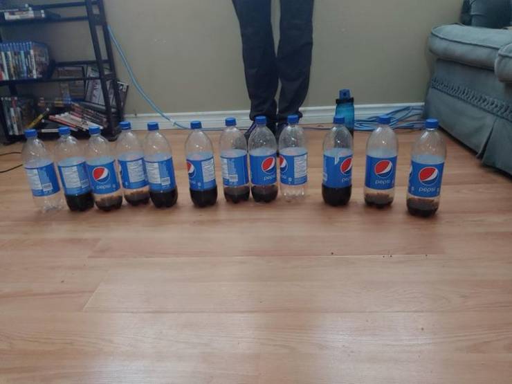 "My brother dose not finish his Pepsi before buying a new one"