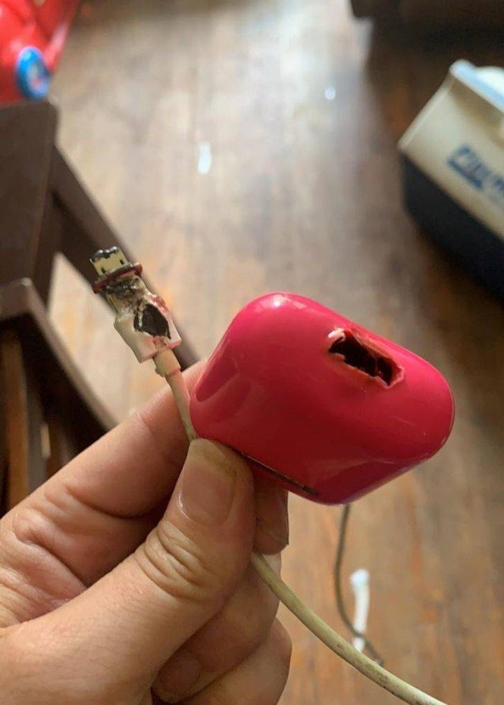 "I left my AirPods to charge over night, and this is what I wake up to"