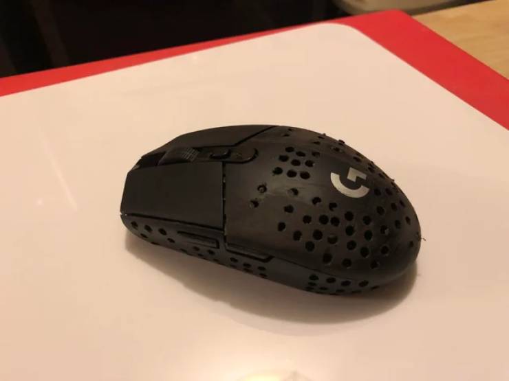 "My friend drilled holes in his mouse to make it lighter so it would give him an "advantage"."