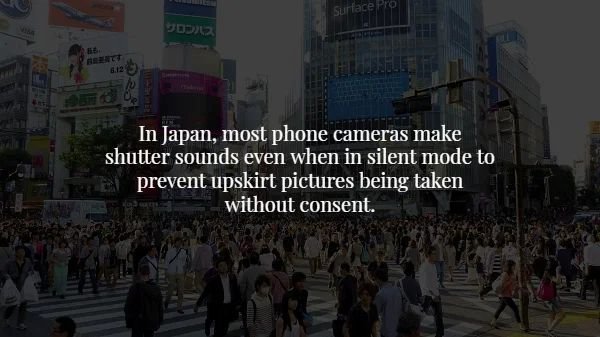 Surface Pro Ar 12 In Japan, most phone cameras make shutter sounds even when in silent mode to prevent upskirt pictures being taken without consent.