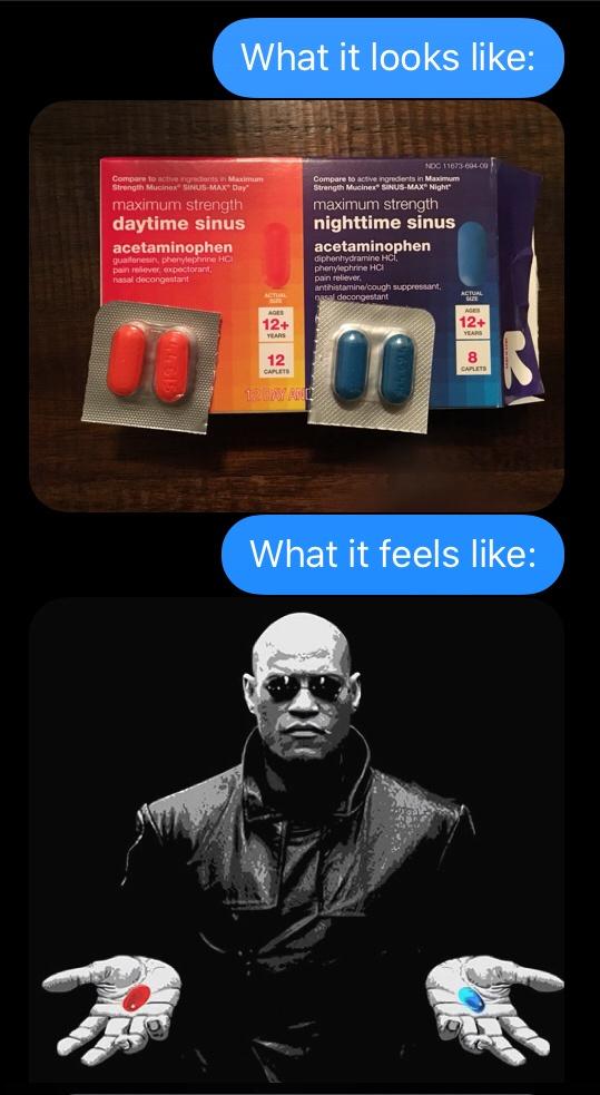 matrix the truth - What it looks nyquil day night red pill blue pill