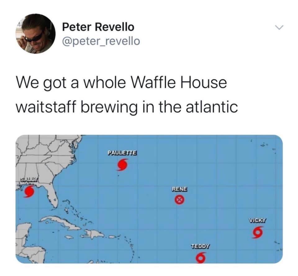 map - Peter Revello We got a whole Waffle House waitstaff brewing in the atlantic Paulette Sally Rene Vicky Teddy