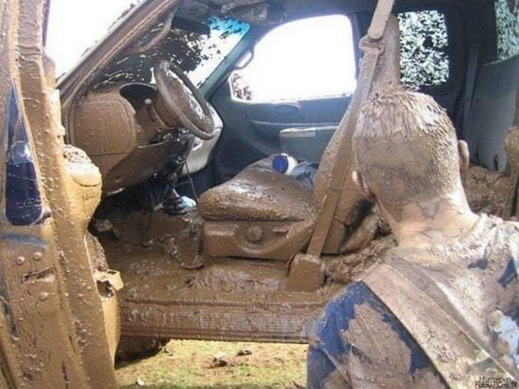 mud inside car -