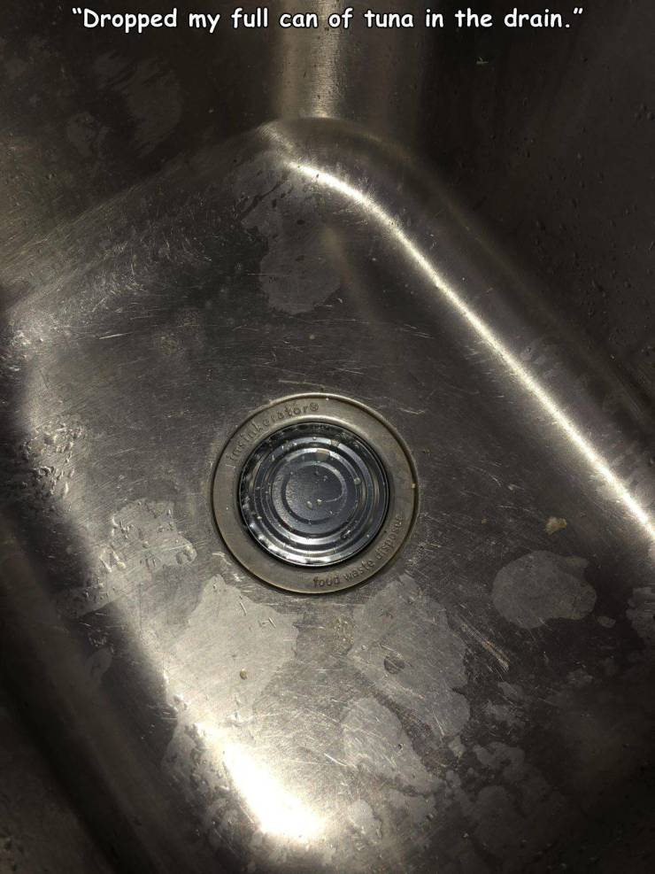 hardware accessory - "Dropped my full can of tuna in the drain."