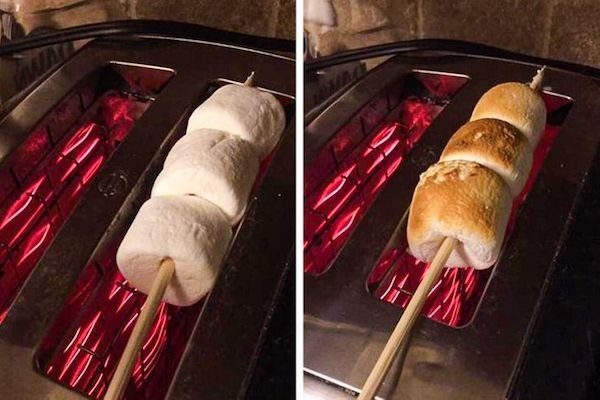 funny memes -roasting marshmallows on a toaster