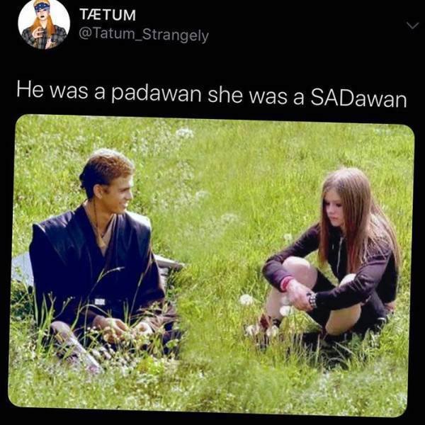 funny memes -he was a padawan she was a sadawan