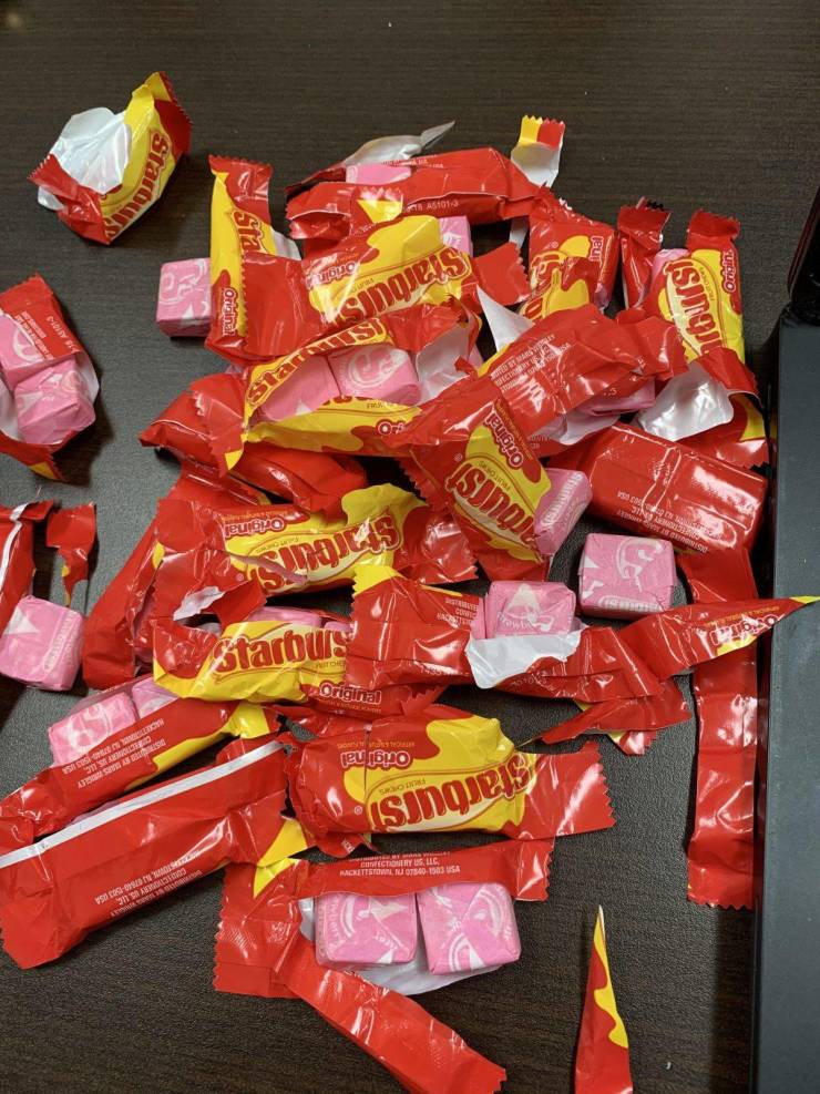 “I bought a bag of Starbursts and every pack of them was just the pinks.”