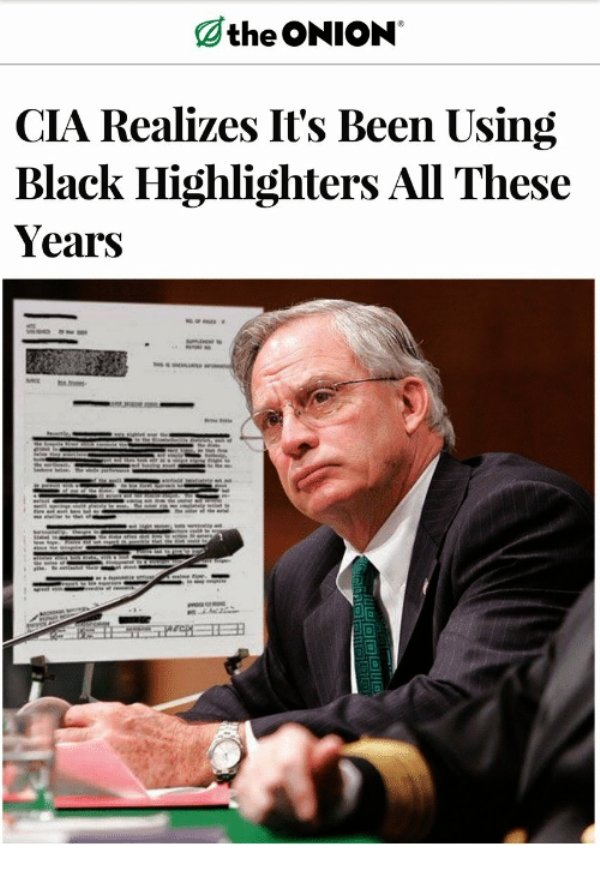 cia realizes it's been using black highlighters all these years - the Onion Cia Realizes It's Been Using Black Highlighters All These Years