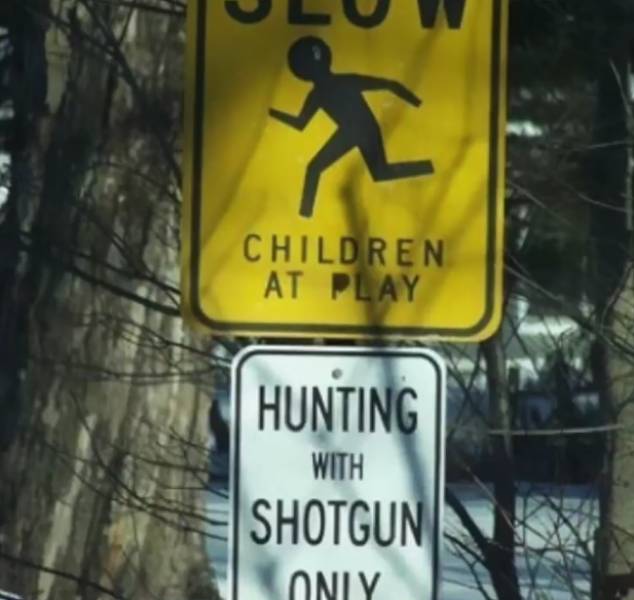 design fails signs - Children At Play Hunting With Shotgun Only