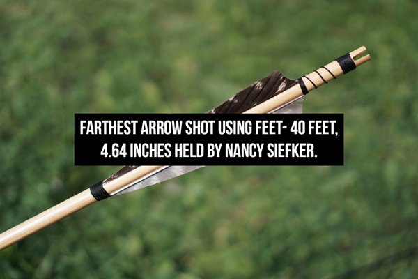 hobbies for mens men - Farthest Arrow Shot Using Feet40 Feet, 4.64 Inches Held By Nancy Siefker.