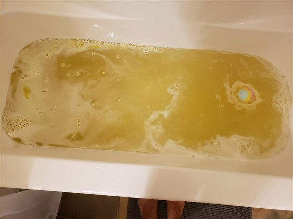 “My lush bath bomb just makes it look like a tub filled with pee.”